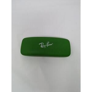 Ray-Ban Green Hard Leather Clamshell Case Eyeglasses Sunglasses Red Interior